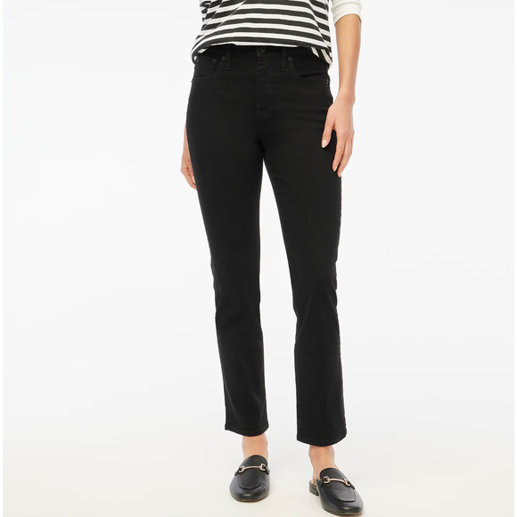 J.Crew Tall Essential Straight Jean All Day Stretch High Waist Black US 27 NWT - Picture 1 of 13